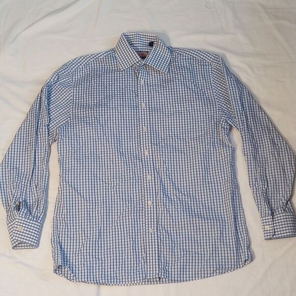Vineyard Vines Blue and White 100% Cotton Checkered Men's Shirt - Picture 1 of 7